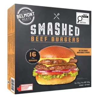Belmont Smashed Beef Burgers, 16 × 133 g