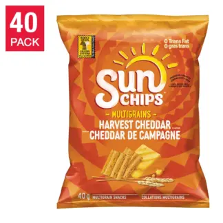 Sun Chips Harvest Cheddar Multigrain Snacks, 40 × 40 g