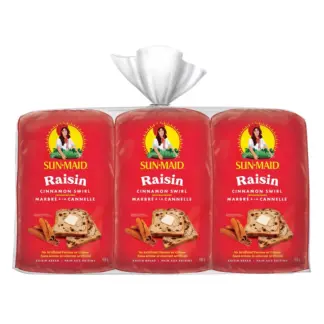 Sunmaid Raisin Cinnamon Swirl Raisin Bread, 3 x 450 g