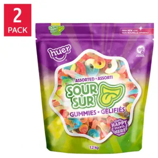 Huer Assorted Sour Gummies, Candy, 2 x 1.2 kg