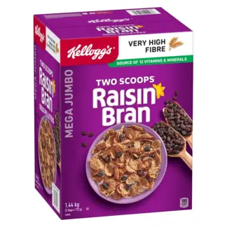 Kellogg's Two Scoops Raisin Bran Cereal, 1.44 kg