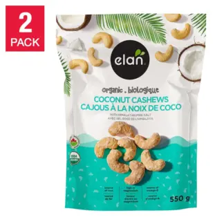Elan Organic Coconut Cashews, 2 × 550 g