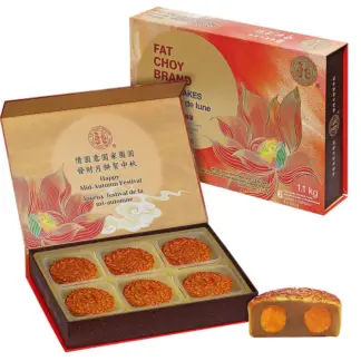 Fat Choy White Lotus Paste with Double Yolks Mooncakes, 2 × (6 × 180 g)