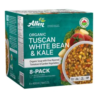 Allen Family Foods Organic Tuscan White Bean and Kale Soup, 8 × 400 mL