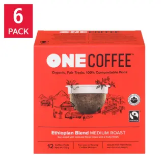OneCoffee Organic Ethiopian Fairtrade Coffee K-Cup Pods, 72-count