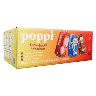 Poppi Throwbacks Soda Variety Pack, 355 mL 15-pack