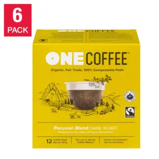 OneCoffee Organic Peruvian Fairtrade Coffee K-Cup Pods, 72-count
