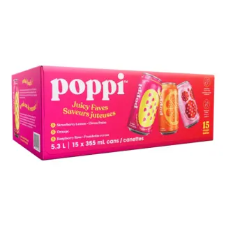 Poppi Juicy Faves Soda Variety Pack, 355 mL 15-pack