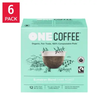 OneCoffee Organic Sumatran Fairtrade Coffee K-Cup Pods, 72-count