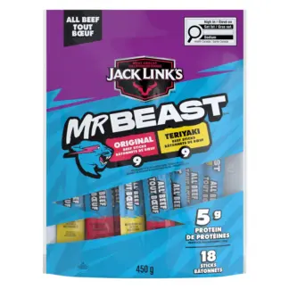Jack Link's MrBeast Beef Sticks, 18 x 25 g
